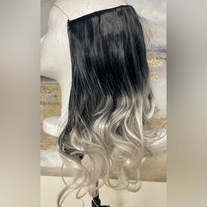 HAIR, 16” Halo extension, Black to Silver/Gray